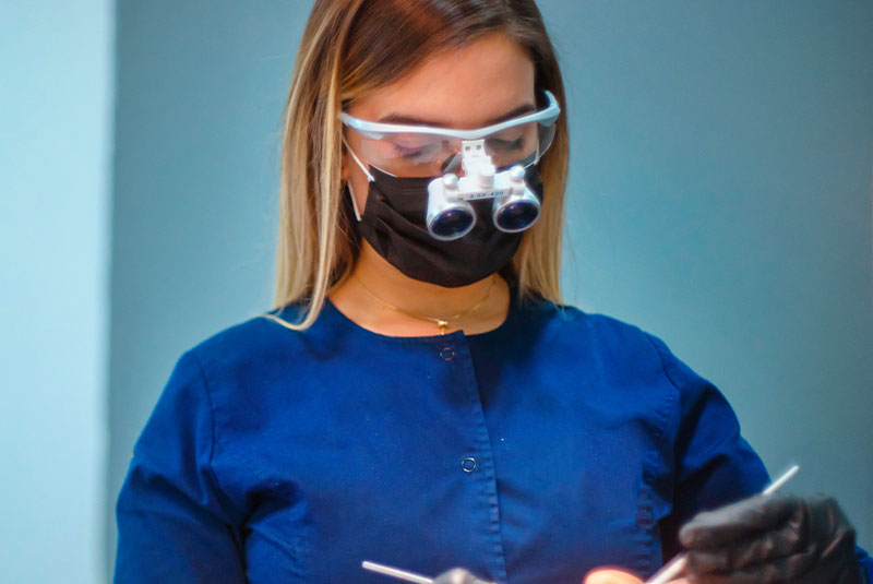 dentist during procedure female