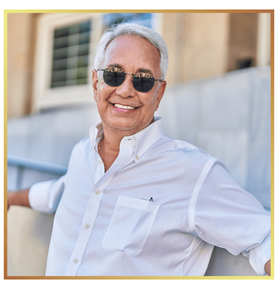elegant new smile man with sunglasses
